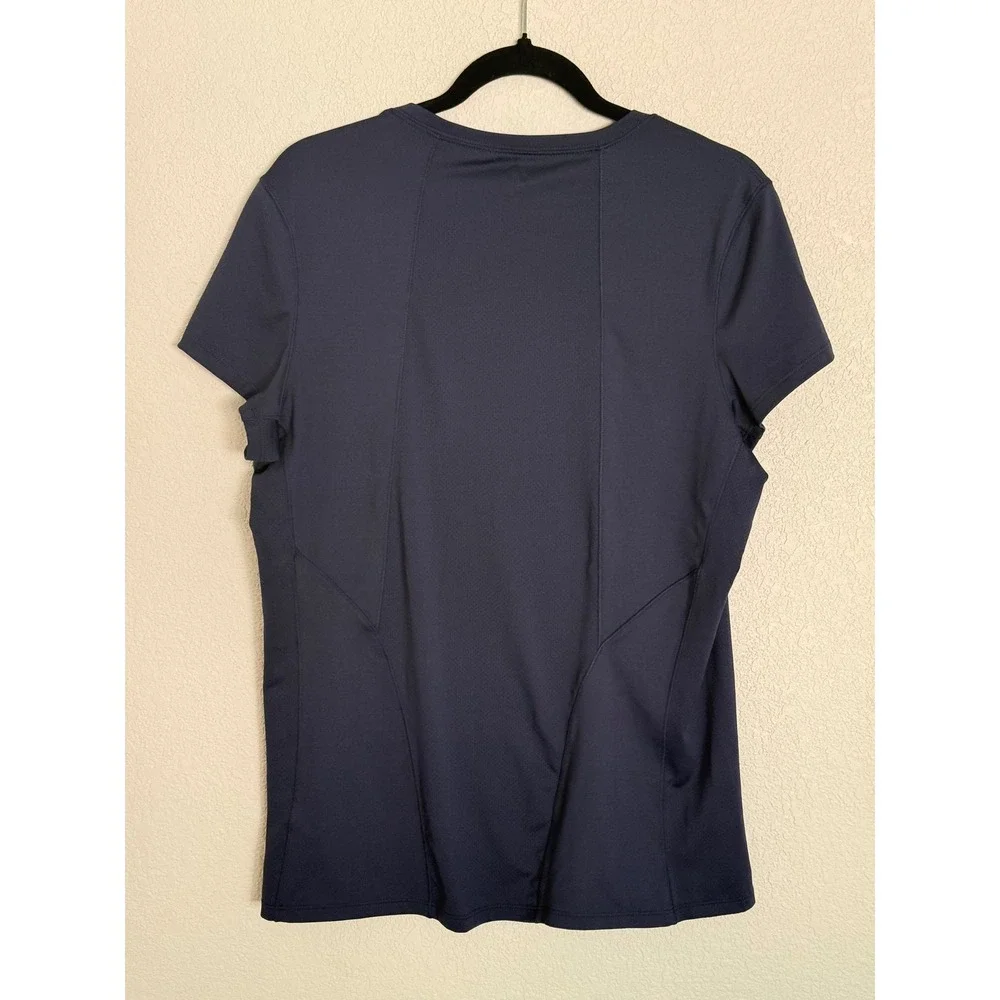 Alo Yoga CoolFit Navy Blue Short Sleeve Mesh Panel Athletic Workout Tee XL